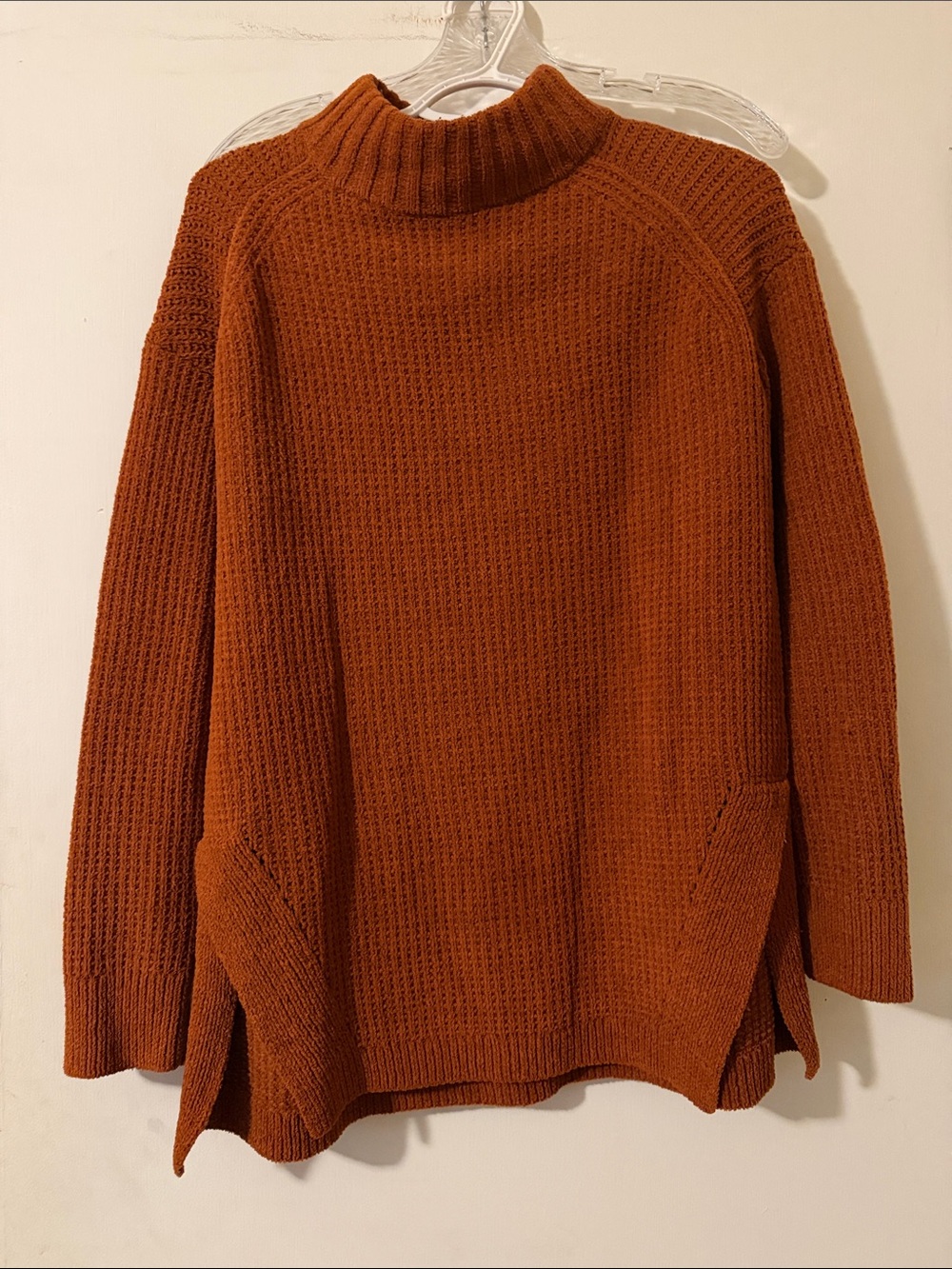 a new day Rust Ribbed Mock Neck Sweater